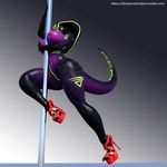  3d_(artwork) clothing cobra dancing digital_media_(artwork) female footwear high_heels idsaybucketsofart pole pole_dancing qhala ratherdevious reptile scalie shoes snake 