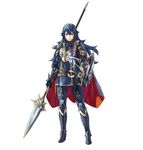  alternate_costume armor blue_eyes blue_hair fire_emblem fire_emblem:_kakusei fire_emblem_heroes kozaki_yuusuke long_hair looking_at_viewer lucina official_art polearm shield simple_background smile solo spear standing tiara weapon white_background 