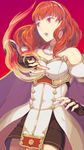  amatari_sukuzakki armor cape celica_(fire_emblem) dress fire fire_emblem fire_emblem_echoes:_mou_hitori_no_eiyuuou fire_emblem_heroes gloves jewelry long_hair red_eyes red_hair solo tiara 