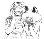  akunim anthro black_and_white breasts claws cleavage clothed clothing dress duo female girls_laughing_(meme) grin hair laugh lizard luellen_cunningham mammal marsupial maude_o&#039;dell monochrome opossum reptile scalie smile the_tale_of_jasper_gold 