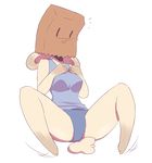  breasts brianne_(spikedmauler) clothing female lagomorph mammal medium_breasts panties paper_bag rabbit shirt simple_background sitting spikedmauler spread_legs spreading tagme underwear 