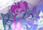  2017 angry blue_eyes earth_pony equine female feral food friendship_is_magic green_eyes group hair horse kaikoinu limestone_pie_(mlp) mammal marble_pie_(mlp) maud_pie_(mlp) my_little_pony outside pink_hair pinkie_pie_(mlp) pony popsicle purple_eyes purple_hair sibling sisters smile 