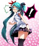  absurdres aqua_eyes aqua_hair blush bracelet hatsune_miku highres jewelry long_hair looking_back project_diva_(series) skirt solo tears thighhighs tsukishiro_saika twintails very_long_hair vocaloid world_is_mine_(vocaloid) 