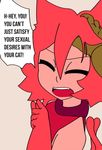  a_cat_is_fine_too anthro cat cat_princess dialogue english_text eyes_closed feline female hair hand_on_head mammal multi_tail open_mouth parody pink_hair princess reaction_image royalty simple_background speech_bubble tan_background text towergirls unknown_artist 