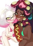  bikini blush breasts dark_skin hime_(splatoon) hot_dog idlecil iida_(splatoon) naughty_face nintendo pov splatoon splatoon_2 