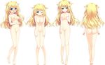  absurdres ass ass_visible_through_thighs back barefoot blonde_hair blue_eyes blush breasts crescent crescent_hair_ornament embarrassed frown full_body hair_ornament hairclip hands_on_thighs hands_together hatsukoi_syndrome highres large_breasts long_hair looking_at_viewer lunalight_baker nagayama_yuunon navel nipples nose_blush nude one_eye_closed open_mouth pussy smile star star_hair_ornament transparent_background two_side_up 