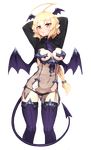  :/ ahoge alternate_costume arms_behind_head barbariank black_panties blazblue blonde_hair braid breasts choker commentary cropped_legs demon_girl demon_tail demon_wings english_commentary es_(xblaze) eyebrows_visible_through_hair hair_between_eyes head_wings highres huge_ahoge long_hair looking_at_viewer medium_breasts mini_necktie navel orange_eyes panties pointy_ears purple_legwear see-through sheer_clothes side-tie_panties silver_trim solo tail thighhighs transparent_background underwear wings xblaze xblaze_code:_embryo 