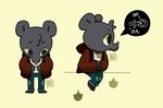  2017 anthro clasped_hands clothing cute eyebrows footwear fur grey_fur hood hooded_jacket hoodie invalid_tag jacket knife lori_m._(nitw) mammal mantareyes_(artist) mouse night_in_the_woods pants pink_nose rodent shirt speech_bubble tuft weapon whiskers 