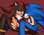 anthro anthro_on_anthro balls barefoot blush butt close-up clothing erection faptor fur gloves green_eyes half-closed_eyes handjob hedgehog hi_res looking_at_viewer male male/male mammal nude penis quills red_eyes sex shadow_the_hedgehog sitting smile sonic_(series) sonic_the_hedgehog spread_legs spreading teeth vein veiny_penis video_games 