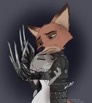  2017 andyourteeth anthro canine clothing crossover dipstick_ears disney dress duo ears_down edward_scissorhands eyes_closed female fox frown fur hi_res hug judy_hopps lagomorph male mammal nick_wilde rabbit size_difference zootopia 