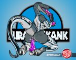 anthro anthrosaurs armwear blue blue_(jurassic_world) bodily_fluids butt choker clothing clothing_aside countershading dildo dinosaur dripping dromaeosaurid female furgonomics genital_fluids genitals gloves handwear holding_dildo holding_object holding_sex_toy jewelry jurassic_park jurassic_world kneeling latex latex_armwear latex_clothing latex_gloves latex_handwear latex_legwear latex_skinsuit latex_stockings latex_thigh_highs legwear licking licking_sex_toy logo_on_clothing looking_at_viewer looking_back necklace penetration predaguy prehistoric_species pussy raptor_claws reptile riding_dildo saliva saliva_drip saliva_on_tongue saliva_string scalie sex_toy sex_toy_insertion skinsuit smile smiling_at_viewer solo stockings stripes tail tail_clothing tail_stocking theropod thigh_highs tight_clothing tongue tongue_out universal_studios vaginal vaginal_fluids vaginal_penetration velociraptor