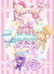  3girls 3others absurdres androgynous anniversary birthday_cake_cookie blonde_hair blue_hair cake chibi chibi_only commentary_request cookie_run cookie_run:_ovenbreak cotton_candy_cookie cream_unicorn_cookie curly_hair dark_skin dj_cookie food happy_anniversary hat head-mounted_display highres long_hair multiple_girls multiple_others official_style orange_cookie orange_hair pastel_(cuuute_things) pastel_colors peppermint_cookie pink_hair ponytail short_hair very_dark_skin very_long_hair 