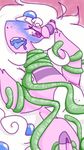  ampharos asphyxiation blush choking drooling gradient_background mastersidi mega_ampharos mega_evolution nintendo pok&eacute;mon raised_arm saliva simple_background tentacles video_games vines 