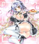  alternate_costume artist_name ass at_classics bangs blush breasts covered_nipples enmaided eyebrows_visible_through_hair food frills gradient_hair hair_censor hair_over_breasts heart high_heels hijiri_byakuren holding holding_tray large_breasts long_hair looking_at_viewer maid maid_headdress multicolored_hair one_breast_out panties parted_lips sample short_sleeves sidelocks solo thighhighs touhou traditional_media tray two-tone_hair underwear very_long_hair watermark white_legwear white_panties yellow_eyes 