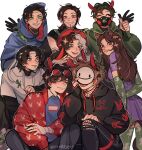  2girls 6+boys animal animal_ears awesamdude beard black_hair brown_hair captainpuffy carrot_hair_ornament cat_ears cat_girl chinese_commentary commentary_request creeper curly_hair dream_(youtuber) esports eyewear_on_head facial_hair fake_animal_ears food-themed_hair_ornament foolish_gamers gecko georgenotfound green_eyes green_hair hair_ornament hat headband highres hood hood_down hood_up hoodie humanization irrrttg light_brown_hair lizard long_hair looking_back mask mc_championship michaelmcchill minecraft minecraft_youtube multicolored_hair multiple_boys multiple_girls pirate_hat ponytail rabbit_ears respirator sapnap short_hair skirt smiley_face split-color_hair sunglasses thumbs_up tinakitten white_background white_hair 