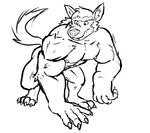  2016 abs azul_(artist) biceps biped canine fur male mammal muscular muscular_male nipples nude pecs simple_background solo standing toes were werewolf 