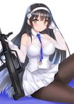  cang_se_ye_hua cleavage girls_frontline gun pantyhose qbz-95 see_through 