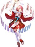  armor cape fire_emblem fire_emblem_heroes fire_emblem_if fuji_choko full_body gloves hair_ornament hairband highres official_art open_mouth paper pink_hair red_eyes red_hair sakura_(fire_emblem_if) short_hair smile solo staff transparent_background 