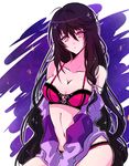  bare_shoulders black_hair bra breasts long_hair looking_at_viewer mao_(expuella) medium_breasts solo tales_of_(series) tales_of_berseria underwear velvet_crowe very_long_hair yellow_eyes 