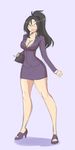  black_hair breasts cleavage clothed clothing eyewear female glasses hair human human_only mammal not_furry simple_background smile solo thatweirdguyjosh 