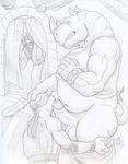  2017 absurd_res anthro balls caught clothed clothing dudebulge duo_focus erection glans greyscale group hi_res humanoid_penis kneeling leonardo_(tmnt) male male/male mammal monochrome musclegut oral pants_down partially_clothed pencil_(artwork) penis precum rat reptile retracted_foreskin rhinoceros robe rocksteady rodent scalie shell shirt shirt_up size_difference splinter tank_top teenage_mutant_ninja_turtles traditional_media_(artwork) turtle uncut vein veiny_penis walk-in whiskers 