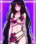  bandaged_arm bandages bare_shoulders black_hair blush breasts long_hair looking_at_viewer mao_(expuella) medium_breasts navel revealing_clothes solo tales_of_(series) tales_of_berseria underboob velvet_crowe very_long_hair yellow_eyes 