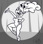 breasts canine cleavage clothed clothing disney dog erica eyelashes female greyscale hair hand_on_hip leotard mammal monochrome one_eye_closed solo tooneyd wide_hips 