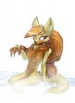  2017 amber_eyes anthro big_breasts black_nose breasts brown_fur brown_hair butt canine cat claws digital_media_(artwork) dog feline female fur hair hairband hi_res horn hybrid inner_ear_fluff long_hair looking_at_viewer mammal melissa(hipcat) multicolored_fur nipples nude ratcha_(artist) sauna simple_background sitting smile solo steam two_tone_fur 