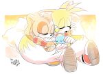  1boy 1girl :3 animal_ears bad_deviantart_id bad_id blush chao_(sonic) cheese_(sonic) child closed_eyes couple cream_the_rabbit drawloverlala fox_boy fox_ears fox_tail furry furry_female furry_male furry_with_furry hetero multiple_tails neutral_chao rabbit_ears rabbit_girl scarf shared_clothes shared_scarf shoes sitting sleeping sonic_(series) striped_clothes striped_scarf tail tails_(sonic) two_tails 