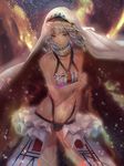  altera_(fate) arm_grab ass_visible_through_thighs breasts commentary_request fate/grand_order fate_(series) grey_hair highres navel nebula red_eyes red_hod short_hair small_breasts solo star_(sky) tan thighs veil 