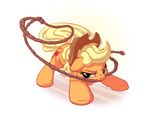  2017 applejack_(mlp) blonde_hair bobdude0 cutie_mark earth_pony equine female feral friendship_is_magic green_eyes hair hat hooves horse mammal my_little_pony pony rope simple_background solo white_background 