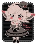  1girl blush dress gothic_lolita high_heel_boots league_of_legends lolita_fashion mini_top_hat otani_(kota12ro08) pointy_ears solo stuffed_toy tristana yordle 