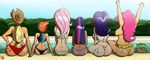  1boy 6+girls applejack ass back bare_shoulders bikini blonde_hair breasts cowboy_hat dark_skin fluttershy from_behind green_eyes green_hair hat huge_ass huge_breasts large_breasts long_hair looking_at_viewer multicolored_hair multiple_girls my_little_pony my_little_pony_friendship_is_magic partially_submerged personification pink_hair pinkie_pie pool purple_hair rainbow_dash rainbow_hair rarity shiny shiny_hair shiny_skin short_hair spike_(my_little_pony) swimming_pool swimsuit tattoo thong thong_bikini twilight_sparkle very_long_hair 