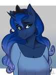  2017 anthro anthrofied blue_eyes blue_hair clothing equine fairdahlia friendship_is_magic hair horn mammal my_little_pony princess_luna_(mlp) solo sparkles unicorn 