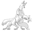  aardwolf akella anneke_(weaver) anthro blush brother brother_and_sister clothed clothing dancing disney duo fan_character female greyscale holding_(disambiguation) hyena male mammal monochrome pack_street sibling sister wolter_(weaver) zootopia 