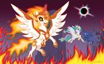  2017 3d_(artwork) daybreaker_(mlp) digital_media_(artwork) equine fangs fire friendship_is_magic horn mammal my_little_pony princess_celestia_(mlp) princess_luna_(mlp) slit_pupils solar_eclipse timothy_fay winged_unicorn wings 
