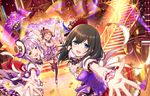  :3 ankle_boots artist_request bangs black_hair blue_eyes blush boots bow breasts brown_eyes brown_hair cleavage closed_eyes confetti dancing dress frills hair_between_eyes hat honda_mio idol idolmaster idolmaster_cinderella_girls idolmaster_cinderella_girls_starlight_stage jumping koshimizu_sachiko long_hair looking_at_viewer medium_breasts microphone mini_hat multiple_girls official_art open_mouth outstretched_arms pinstripe_legwear puffy_short_sleeves puffy_sleeves purple_dress purple_hair sagisawa_fumika short_hair short_sleeves showtime_illusion smile spread_arms stage stairs thighhighs wrist_cuffs 