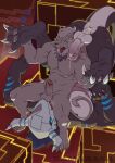 abs anal anthro anus balls bandai_namco blonde_hair bodily_fluids butt digimon digimon_(species) duo erection facesitting genital_fluids genitals hair hi_res leomon male male/male muscular muscular_anthro muscular_male nipples nude oral pecs penis precum rimming samaraka sex sitting_on_another size_difference tail wargreatmon wargreymon