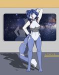  2017 anthro blue_fur bottomless breasts canine clothed clothing eyes_closed female fox fur krystal krystal_appreciation_month mammal navel nintendo nipples open_mouth open_shirt pussy sailoranna solo star_fox stretching tongue tongue_out video_games 