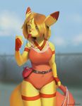  clothing female fingerless_gloves gloves hair kangaroo lifeguard mammal marsupial one-piece_swimsuit solo spirale_(character) stealthnachos swimsuit thigh_gap wide_hips 