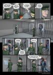 2024 4_arms 4_eyes alien anthro artist_name biped blonde_hair brown_hair clothing colored darth_biomech dialogue dialogue_box door english_text furgonomics gharr_neht_ra green_clothing green_hat green_headwear green_shirt green_topwear group gun hair hat headgear headwear hi_res human inside leaving_the_cradle major_pronin_(darth_biomech) male mammal military_cap military_uniform multi_arm multi_eye multi_limb prison_cell raharr ranged_weapon red_hair shirt speech_bubble tail tail_clothing text topwear uniform weapon