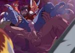 2024 anal anal_penetration anthro artist_name bandai_namco black_claws bodily_fluids chair_position claws colored cum cum_in_ass cum_inside digimon digimon_(species) drooling english_text erection etemon eyewear felid flaccid flamedramon forced from_behind_position genital_fluids genitals glasses glowing glowing_eyes group hi_res leomon lion male male/male mammal open_mouth orgasm pantherine penetration penile penile_penetration penis penis_in_ass rape red_eyes saliva samaraka scalie sex tail text toe_claws tongue tongue_out trio white_eyes