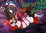 anthro bdsm bondage bound celebration christmas christmas_tree digital_media_(artwork) duo equid equine exclusive female garland gift happy harness hi_res holidays horse latex male mammal new_year plant smile steven_saidon sunny_way sunny_way_(character) tongue tongue_out tree