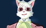  amaki_tsukishiro ascot cat clothing eyewear feline male mammal morenatsu parody suit sunglasses 
