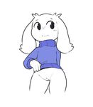  anthro bottomless cave_story clothed clothing female fur hi_res itsunknownanon lagomorph mammal mimiga pussy scar simple_background smile solo standing sue_sakamoto video_games white_background white_fur 