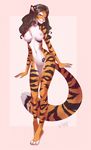  2017 alex_marx_(character) anthro ariannafray_pr breasts claws fangs feline female front_view fur green_eyes hair half-closed_eyes hi_res mammal nipples nude pussy solo standing tiger 