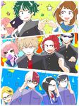  6+boys absurdres animal_head ashido_mina bad_id bad_pixiv_id bakugou_katsuki black_sclera blush_stickers boku_no_hero_academia chewing_gum don7no3 glasses hatsume_mei highres iida_tenya kaminari_denki kirishima_eijirou looking_at_viewer midoriya_izuku multiple_boys multiple_girls school_uniform serafuku sero_hanta smile sunglasses uraraka_ochako yaoyorozu_momo 