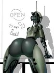  assaultron bent_over butt english_text fallout female hi_res humanoid machine not_furry pussy robot robotic sinensian solo text video_games 
