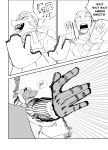 amber_(snoot_game) anon_(snoot_game) anthro cavemanon_studios comic_panel english_text female goodbye_volcano_high group hi_res human humanoid male male/female mammal manga_style miscuitsxd monochrome prehistoric_species pterodactylus pterosaur reptile ripley_(snoot_game) scalie snoot_game snowball_fight text trio winter_clothing