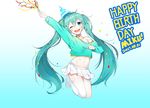  absurdres aqua_background aqua_eyes aqua_hair aqua_sweater bangs character_name commentary_request confetti dated eyebrows_visible_through_hair gradient gradient_background hair_between_eyes happy_birthday hat hatsune_miku highres hips long_hair looking_at_viewer midriff mismatched_legwear navel off-shoulder_sweater off_shoulder one_eye_closed open_mouth party_hat party_popper pleated_skirt see-through skirt smile solo sweater tareme the_cold thighhighs thighs twintails very_long_hair vocaloid white_legwear white_skirt 